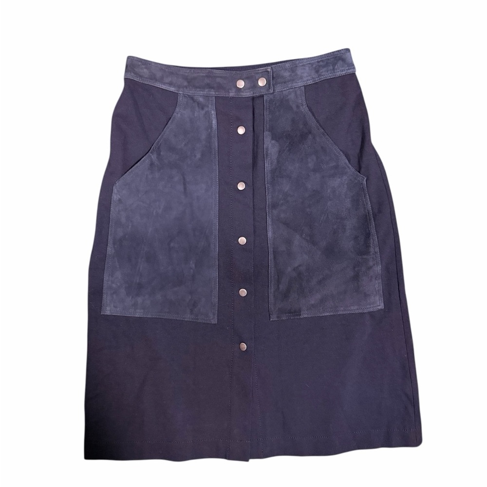 Theory Dark Blue Midi Skirt with Buttons - Picture 2 of 4